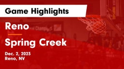 Reno  vs Spring Creek  Game Highlights - Dec. 2, 2023