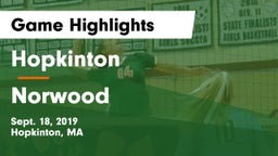 Hopkinton  vs Norwood  Game Highlights - Sept. 18, 2019