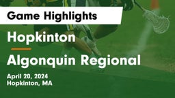 Hopkinton  vs Algonquin Regional  Game Highlights - April 20, 2024