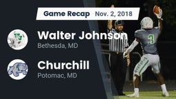 Recap: Walter Johnson  vs. Churchill  2018