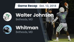 Recap: Walter Johnson  vs. Whitman  2018