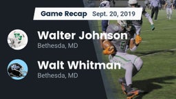Recap: Walter Johnson  vs. Walt Whitman  2019