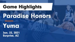 Paradise Honors  vs Yuma  Game Highlights - Jan. 22, 2021