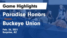 Paradise Honors  vs Buckeye Union  Game Highlights - Feb. 26, 2021