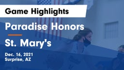 Paradise Honors  vs St. Mary's  Game Highlights - Dec. 16, 2021