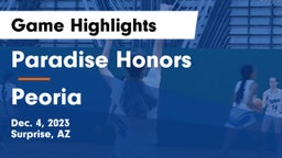Paradise Honors  vs Peoria  Game Highlights - Dec. 4, 2023