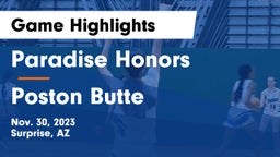 Paradise Honors  vs Poston Butte  Game Highlights - Nov. 30, 2023
