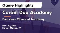 Coram Deo Academy  vs Founders Classical Academy  Game Highlights - Nov. 30, 2021