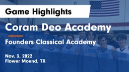 Coram Deo Academy  vs Founders Classical Academy  Game Highlights - Nov. 3, 2022