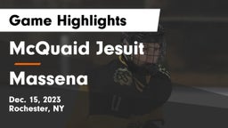 McQuaid Jesuit  vs Massena  Game Highlights - Dec. 15, 2023