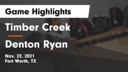 Timber Creek  vs Denton Ryan  Game Highlights - Nov. 22, 2021