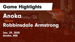 Anoka  vs Robbinsdale Armstrong  Game Highlights - Jan. 29, 2020