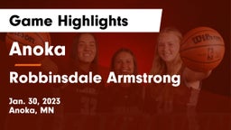 Anoka  vs Robbinsdale Armstrong  Game Highlights - Jan. 30, 2023