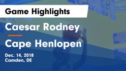 Caesar Rodney  vs Cape Henlopen  Game Highlights - Dec. 14, 2018