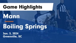 Mann  vs Boiling Springs  Game Highlights - Jan. 3, 2024