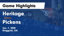 Heritage  vs Pickens  Game Highlights - Jan. 7, 2020