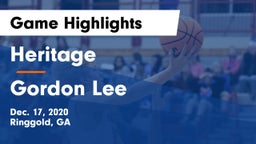 Heritage  vs Gordon Lee  Game Highlights - Dec. 17, 2020