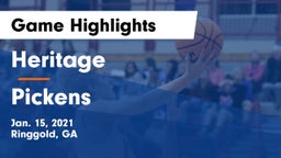 Heritage  vs Pickens  Game Highlights - Jan. 15, 2021