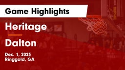 Heritage  vs Dalton  Game Highlights - Dec. 1, 2023