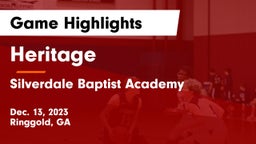 Heritage  vs Silverdale Baptist Academy Game Highlights - Dec. 13, 2023