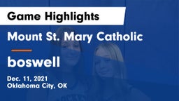 Mount St. Mary Catholic  vs boswell  Game Highlights - Dec. 11, 2021