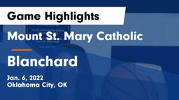 Mount St. Mary Catholic  vs Blanchard   Game Highlights - Jan. 6, 2022