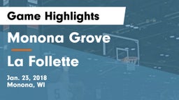 Monona Grove  vs La Follette  Game Highlights - Jan. 23, 2018