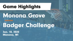 Monona Grove  vs Badger Challenge Game Highlights - Jan. 18, 2020