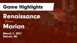 Renaissance  vs Marian Game Highlights - March 2, 2021