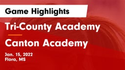 Tri-County Academy  vs Canton Academy  Game Highlights - Jan. 15, 2022