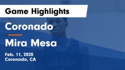 Coronado  vs Mira Mesa  Game Highlights - Feb. 11, 2020
