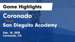 Coronado  vs San Dieguito Academy  Game Highlights - Feb. 18, 2020