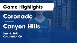 Coronado  vs Canyon Hills  Game Highlights - Jan. 8, 2022