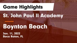 St. John Paul II Academy vs Boynton Beach Game Highlights - Jan. 11, 2022