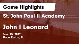 St. John Paul II Academy vs John I Leonard  Game Highlights - Jan. 25, 2022