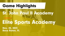 St. John Paul II Academy vs Elite Sports Academy Game Highlights - Nov. 20, 2023