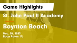 St. John Paul II Academy vs Boynton Beach Game Highlights - Dec. 28, 2023