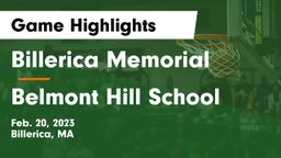 Billerica Memorial  vs Belmont Hill School Game Highlights - Feb. 20, 2023
