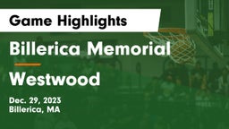Billerica Memorial  vs Westwood  Game Highlights - Dec. 29, 2023