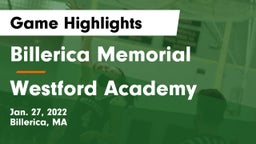 Billerica Memorial  vs Westford Academy  Game Highlights - Jan. 27, 2022