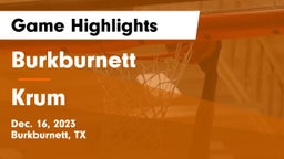 Burkburnett  vs Krum  Game Highlights - Dec. 16, 2023