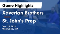 Xaverian Brothers  vs St. John's Prep Game Highlights - Jan. 25, 2022