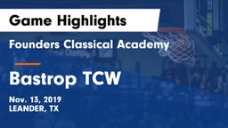 Founders Classical Academy vs Bastrop TCW Game Highlights - Nov. 13, 2019