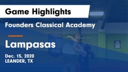 Founders Classical Academy vs Lampasas  Game Highlights - Dec. 15, 2020