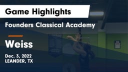 Founders Classical Academy vs Weiss  Game Highlights - Dec. 3, 2022