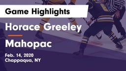 Horace Greeley  vs Mahopac Game Highlights - Feb. 14, 2020