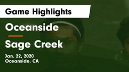 Oceanside  vs Sage Creek  Game Highlights - Jan. 22, 2020