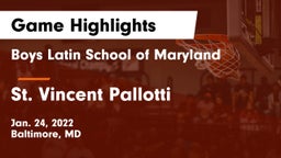 Boys Latin School of Maryland vs St. Vincent Pallotti  Game Highlights - Jan. 24, 2022