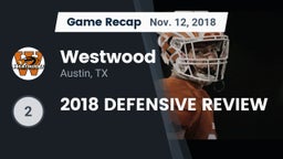 Recap: Westwood  vs. 2018 DEFENSIVE REVIEW 2018