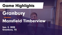 Granbury  vs Mansfield Timberview  Game Highlights - Jan. 3, 2020